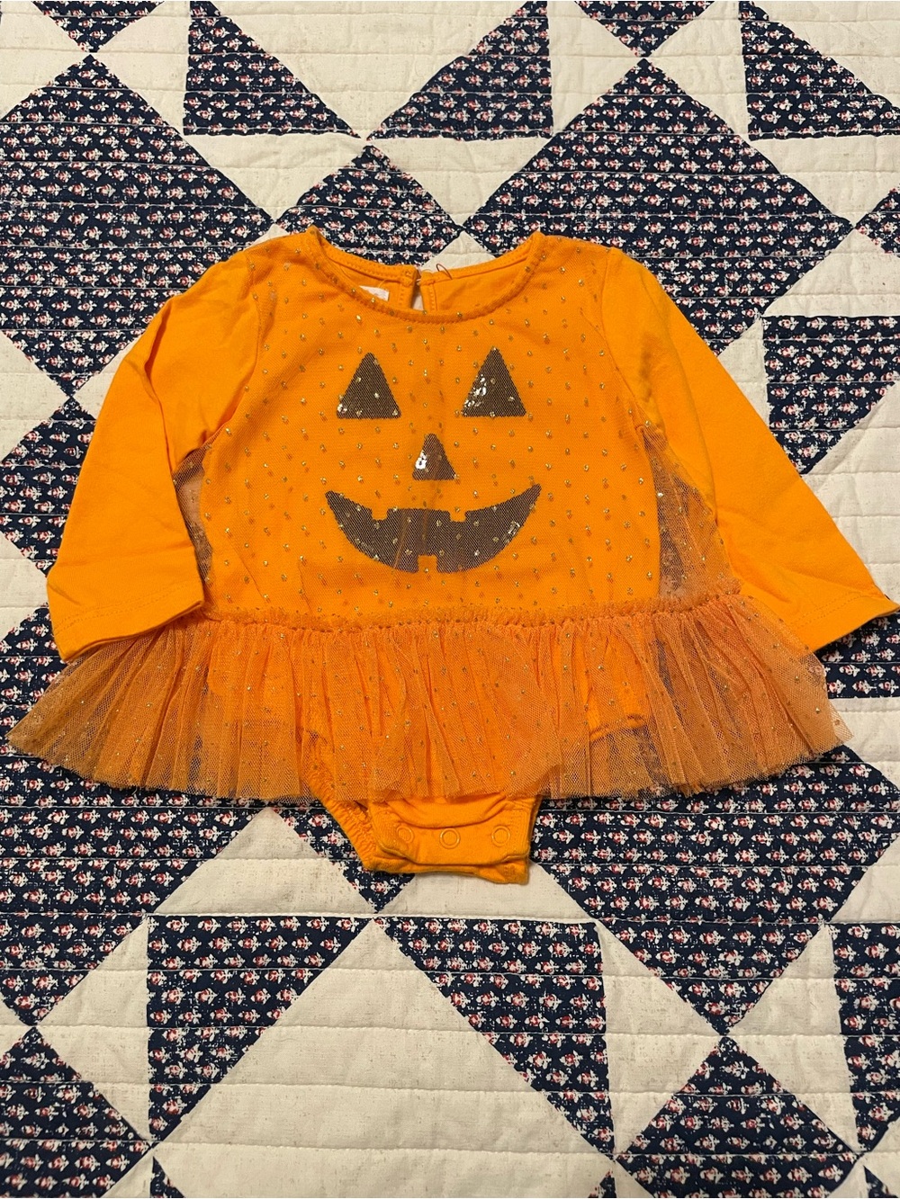 Mud Pie Orange Pumpkin Tulle Onesie